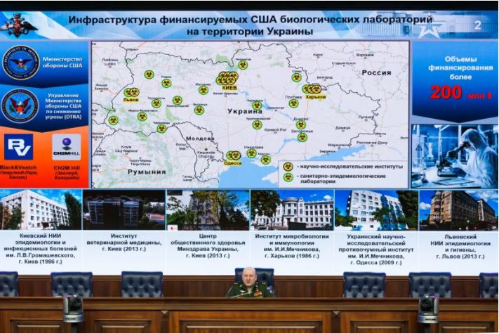 Карта с украинските био-лаборатории финансирани от САЩ